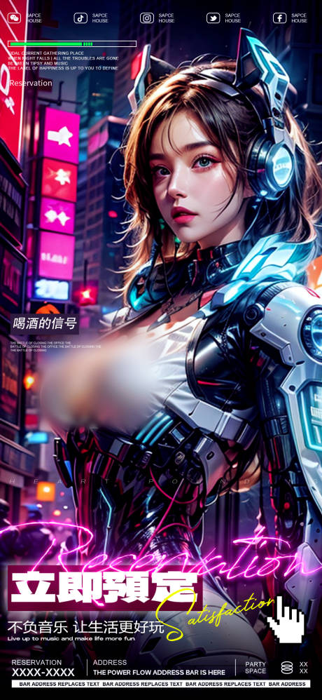 源文件下载【享设计】搜索编号：13340029957874642【酒吧预定预订海报 】