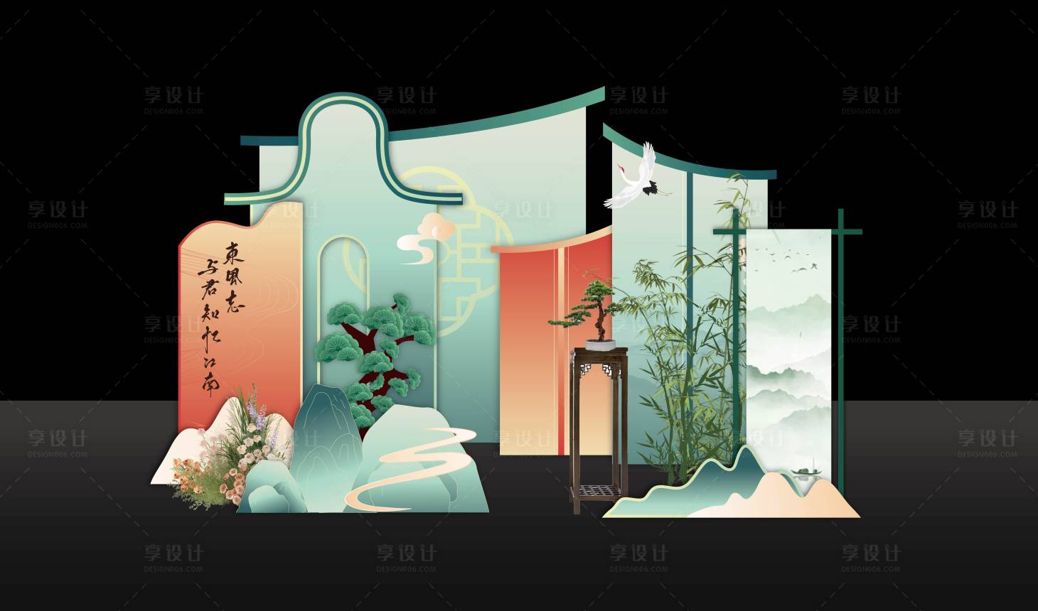 源文件下載【享設計】搜索編號：23240030515114061【中式美陳留影區】