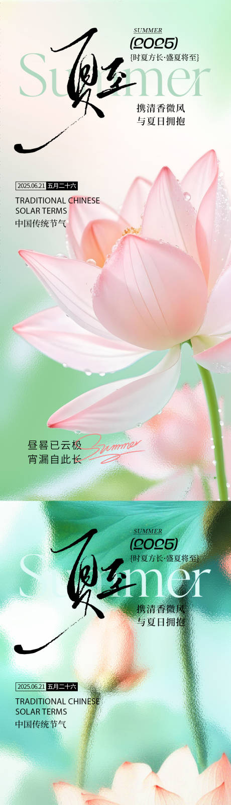 源文件下载【夏至清新荷叶系列海报】编号：64380030905377326