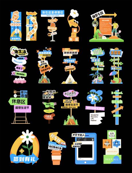 市集商场指引异形打卡点活动异形指示牌