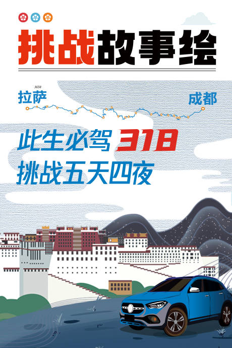 源文件下載【享設計】搜索編號：63070030754796424【成都西藏拉薩318此生必駕故事繪海報】