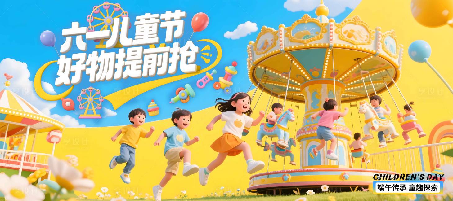 源文件下載【享設計】搜索編號：34670030988522181【兒童節橫版海報】
