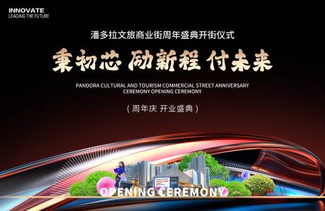 商业街周年庆开街仪式背景板