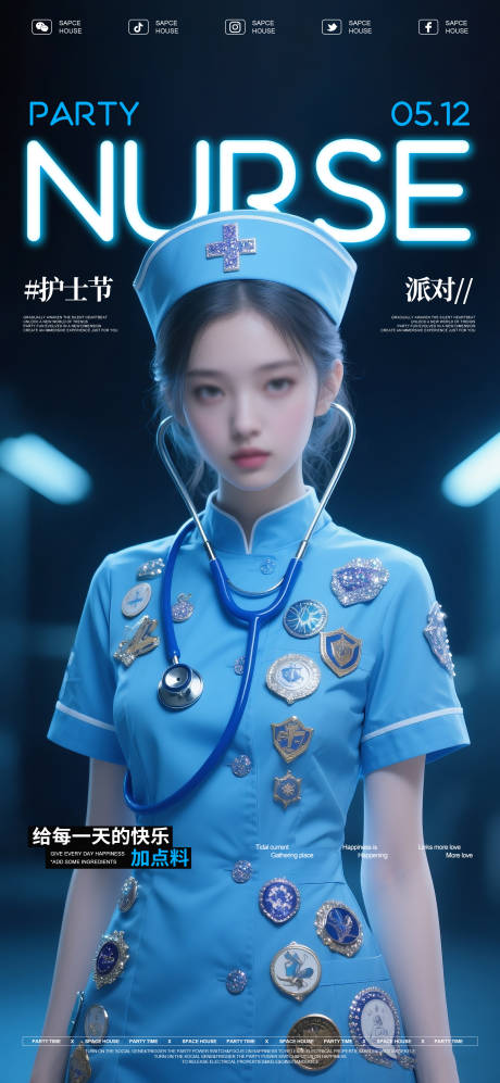 源文件下载【护士节派对海报】编号：50500030652743850