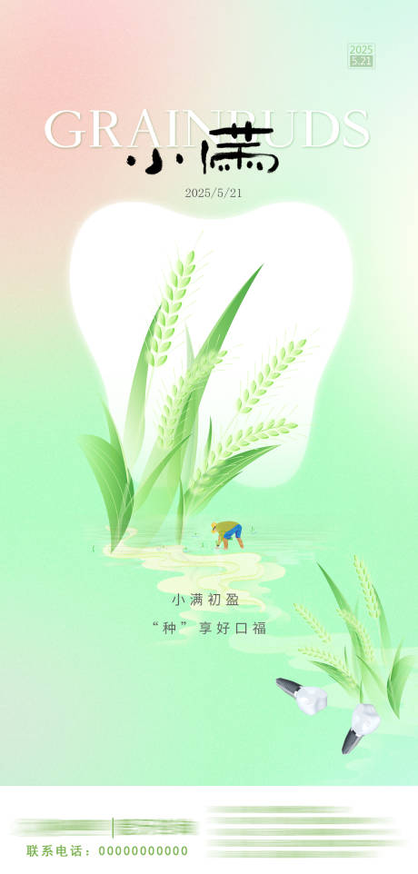 源文件下载【小满节气海报口腔健康朋友圈】编号：74410030820339875