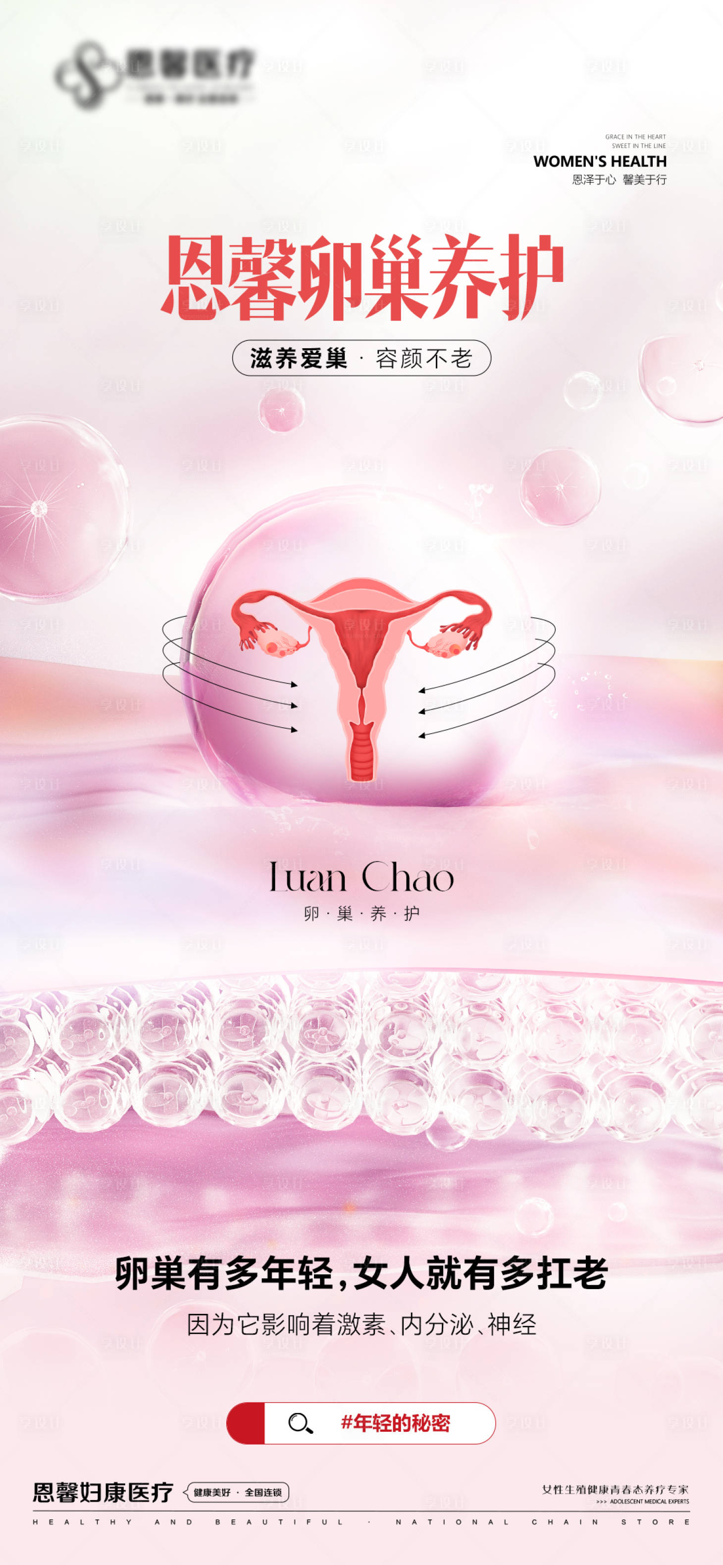 源文件下载【享设计】搜索编号：47460030567644977【女性卵巢养护海报】