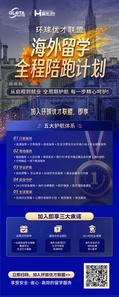 源文件下載【享設計】搜索編號：68300030707535514【海外留學全程陪跑計劃易拉寶】