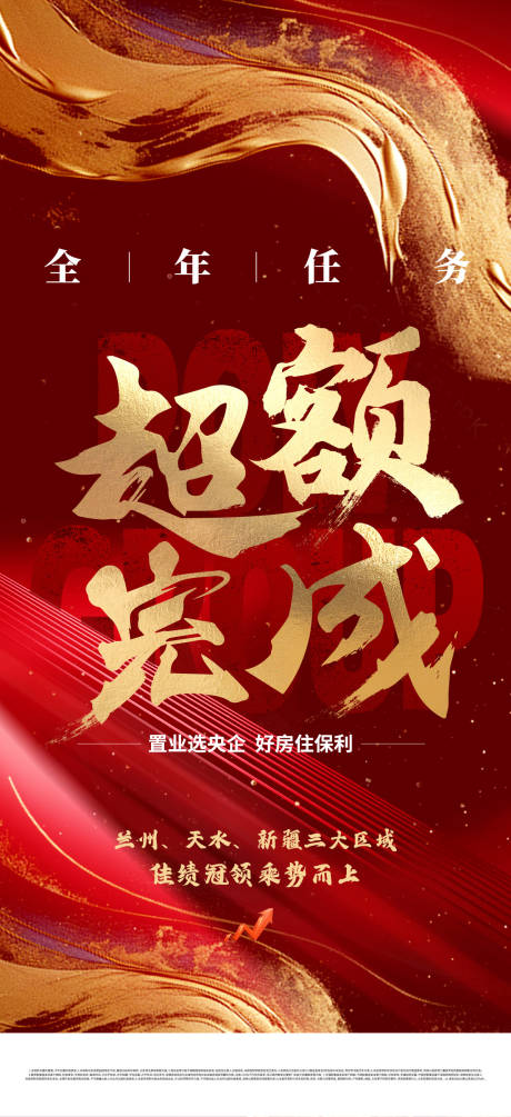 质感红金业绩海报