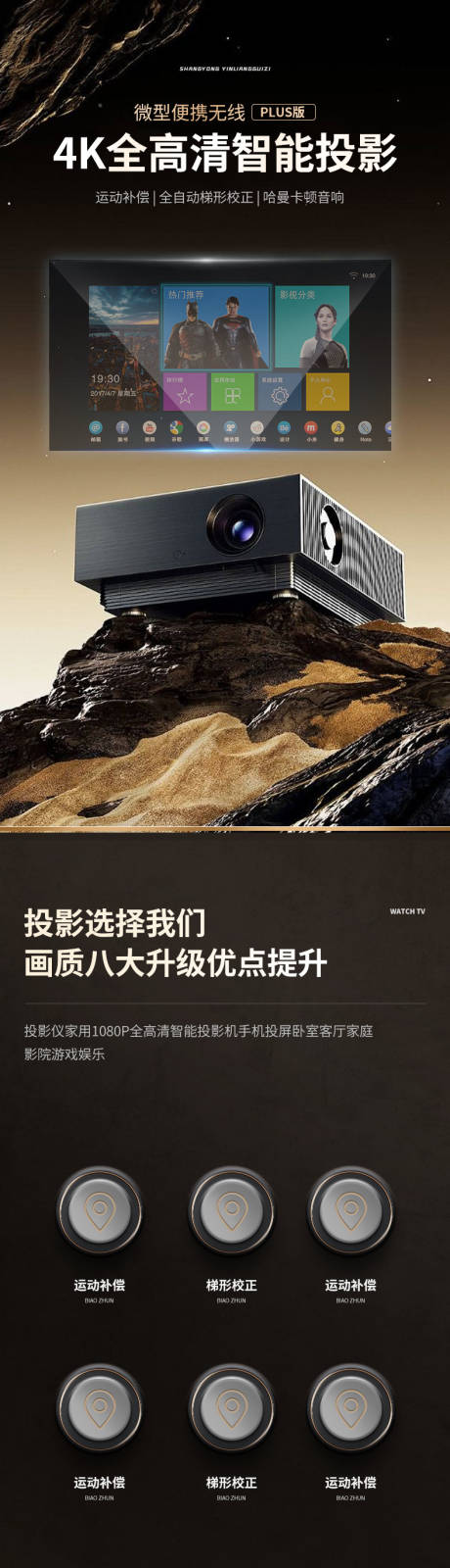 简约大气数码电器手机投影仪详情页