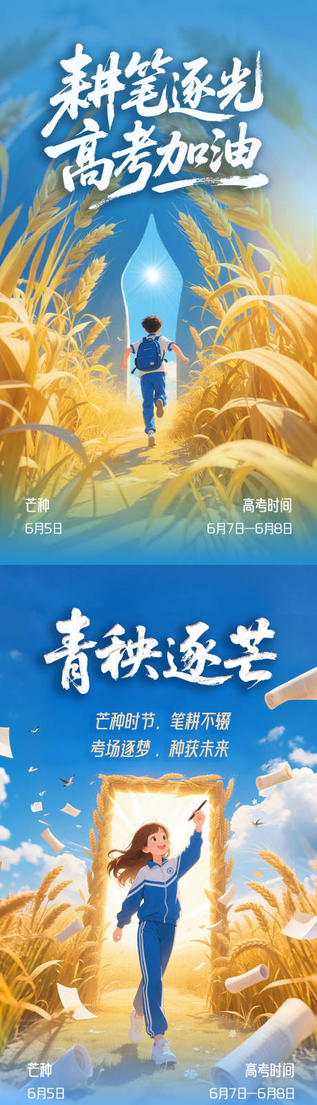 源文件下载【耕笔逐光高考加油海报】编号：29260031086229407