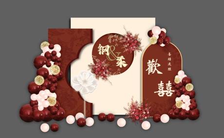 红色结婚宴订婚宴美陈