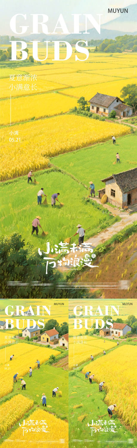 源文件下载【二十四节气小满系列海报】编号：13470030575592463
