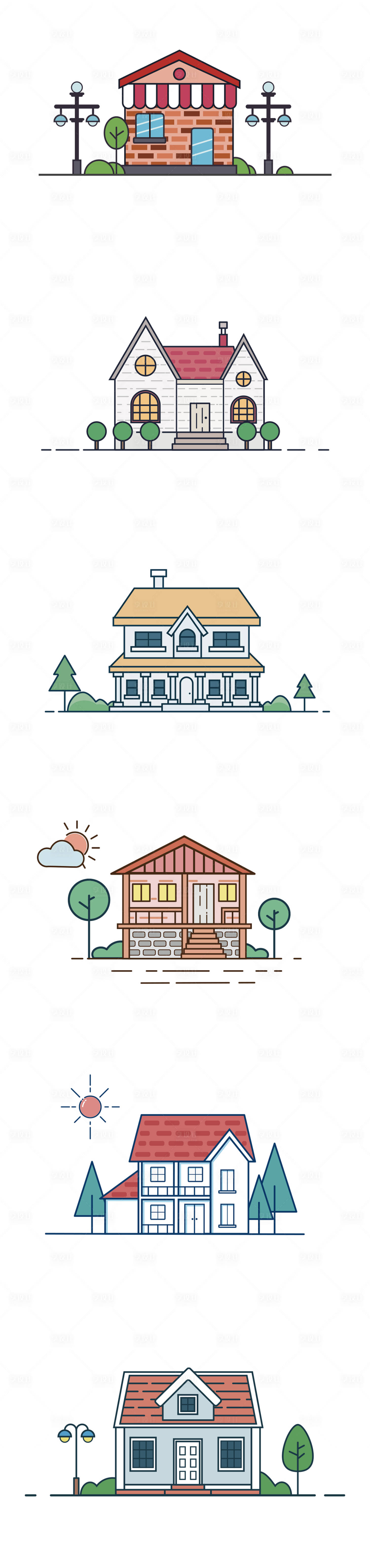 源文件下载【享设计】搜索编号：94610030603996776【建筑描边短线风ICON图标设计】