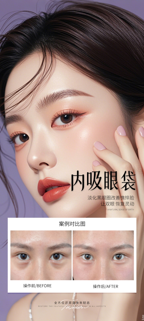 源文件下載【享設計】搜索編號：19730031091728685【醫美內吸眼袋案例海報】