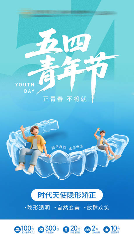 源文件下载【五四青年节矫正海报】编号：10380030780683112