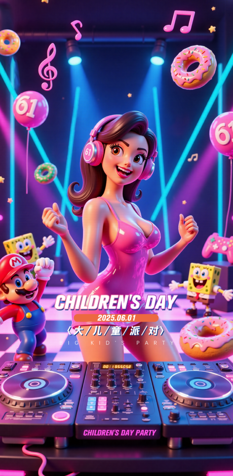 酒吧KTV迪厅儿童节派对海报