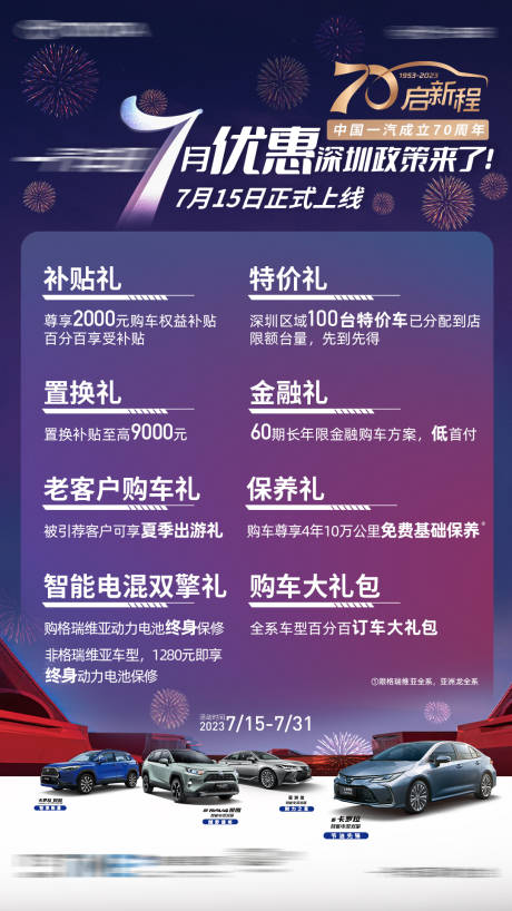 源文件下载【享设计】搜索编号：82040030996798477【汽车政策七重礼活动海报】