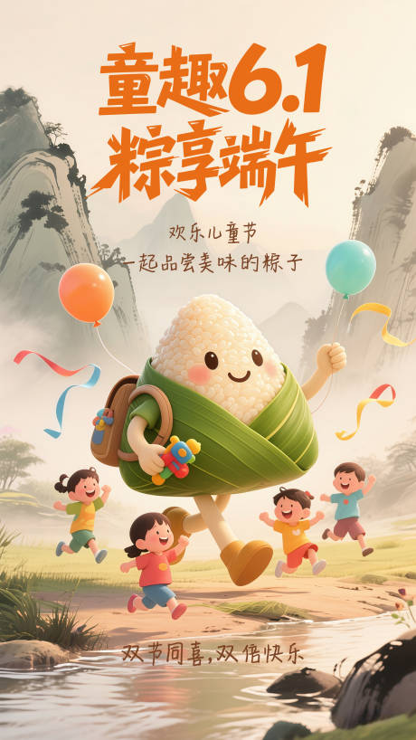 源文件下载【享设计】搜索编号：77910030887148755【童趣粽享端午海报】