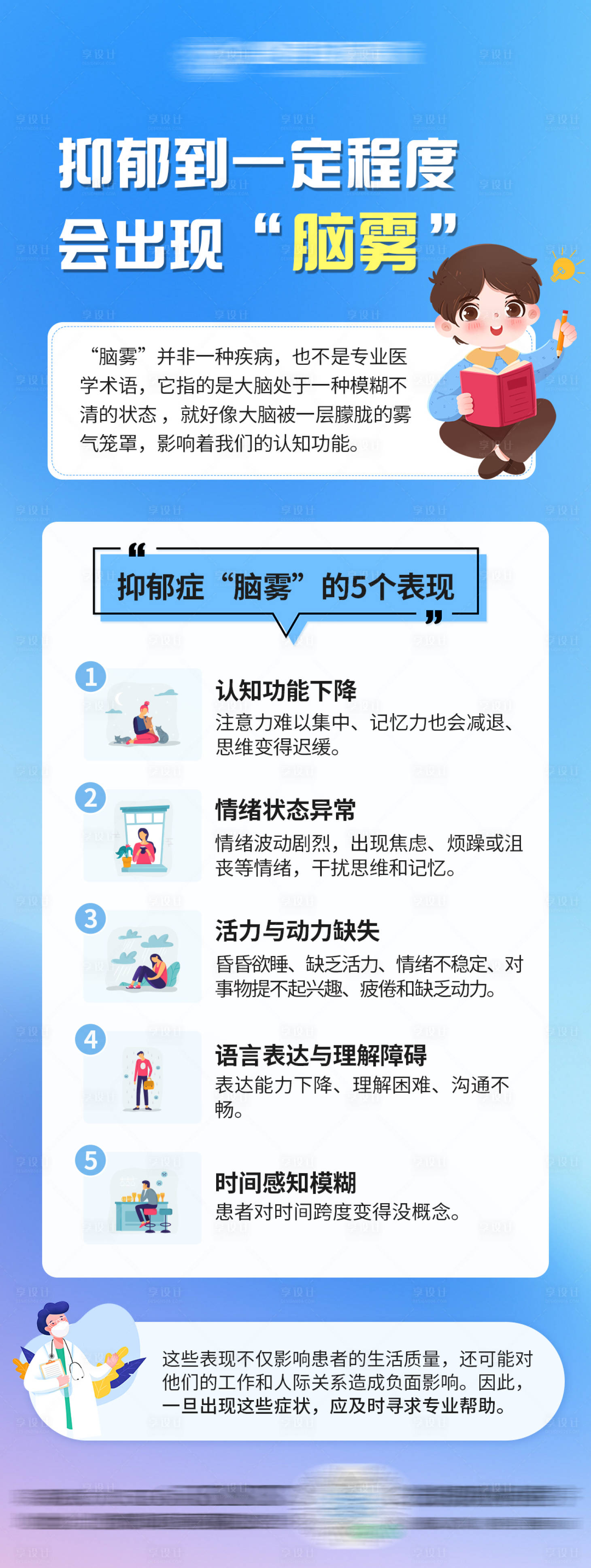 源文件下载【享设计】搜索编号：52430030967497527【抑郁科普海报】