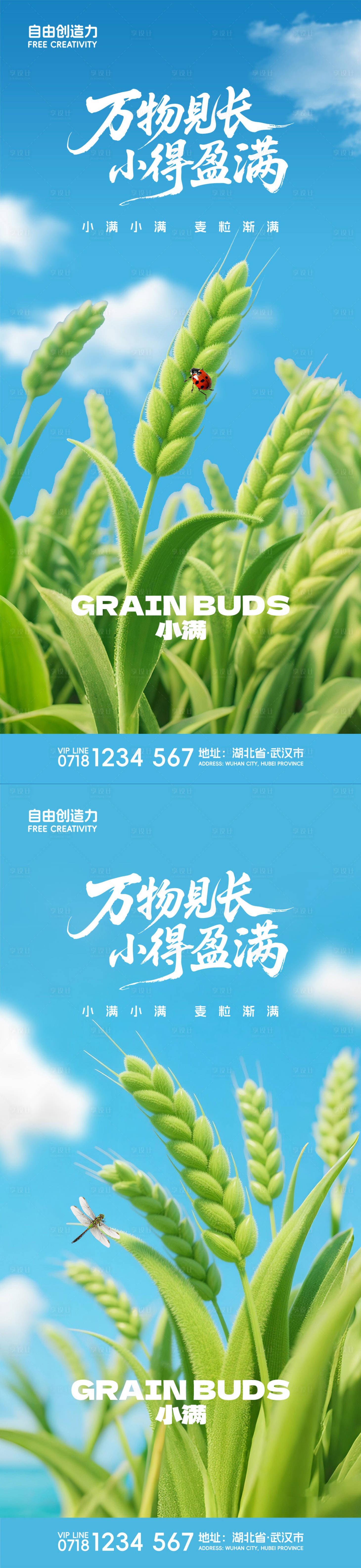 源文件下载【享设计】搜索编号：97120030806328159【小满节气系列海报】