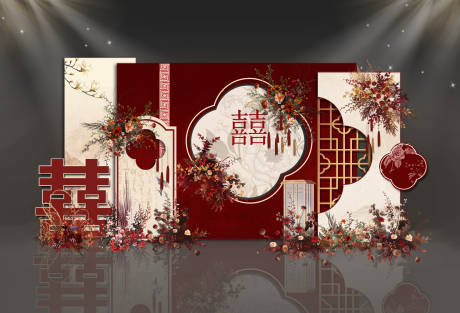 源文件下载【中国风红色订婚喜宴场景布置美陈】编号：51080031061884026