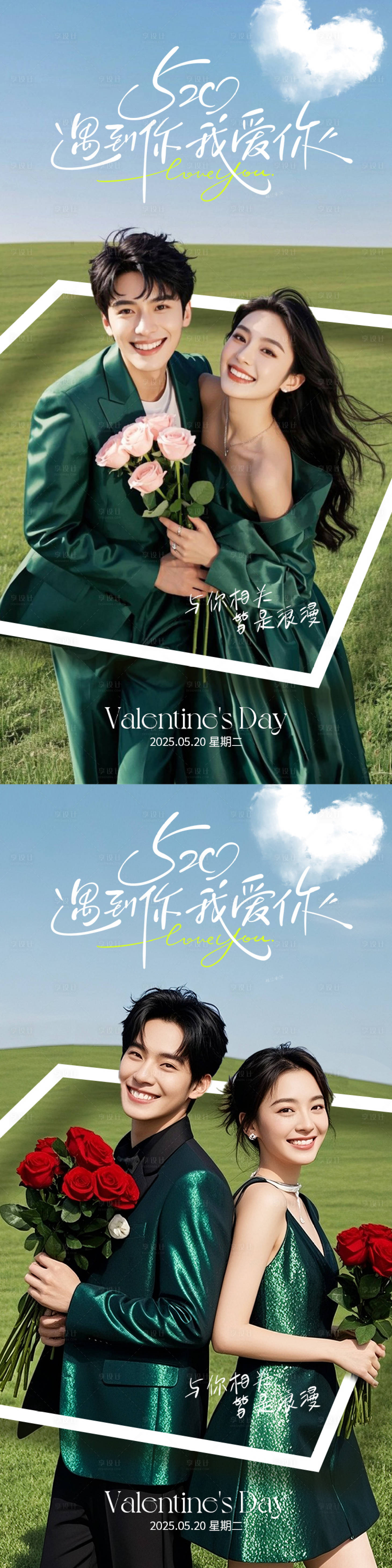 源文件下载【享设计】搜索编号：16590030647867348【520情人节海报医美电商美容高级绿】