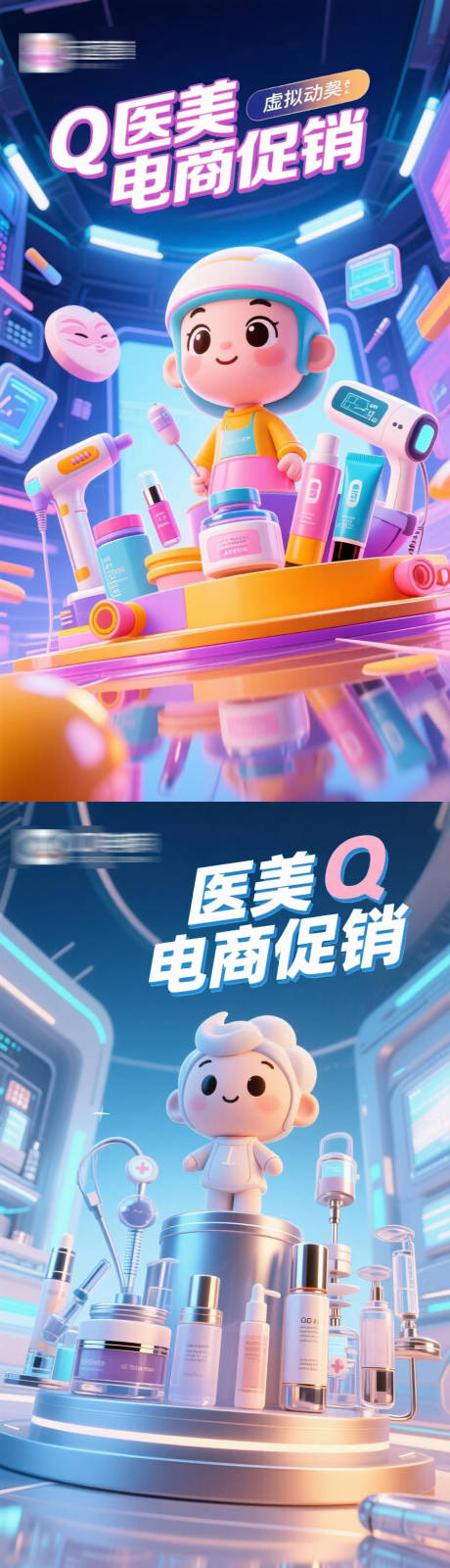 源文件下載【Q醫(yī)美電商促銷系列海報(bào)】編號(hào)：25810030628076688