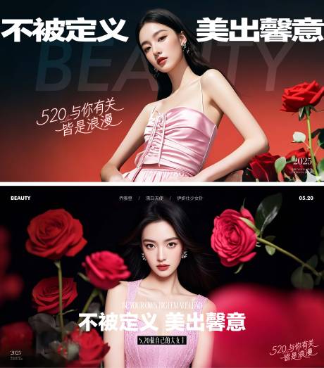源文件下载【享设计】搜索编号：95550030773947325【医美情人节520活动展板】