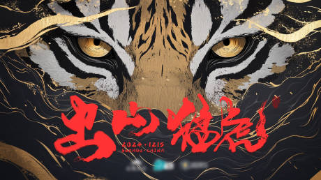 源文件下载【享设计】搜索编号：11830030890416308【猛虎出山年会活动背景板】