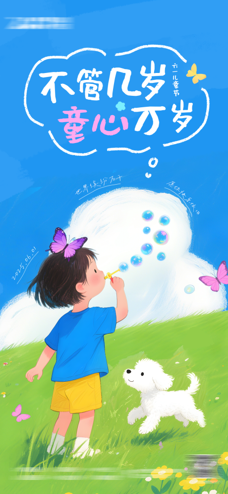 源文件下载【儿童节手绘插画海报】编号：38040031020408685