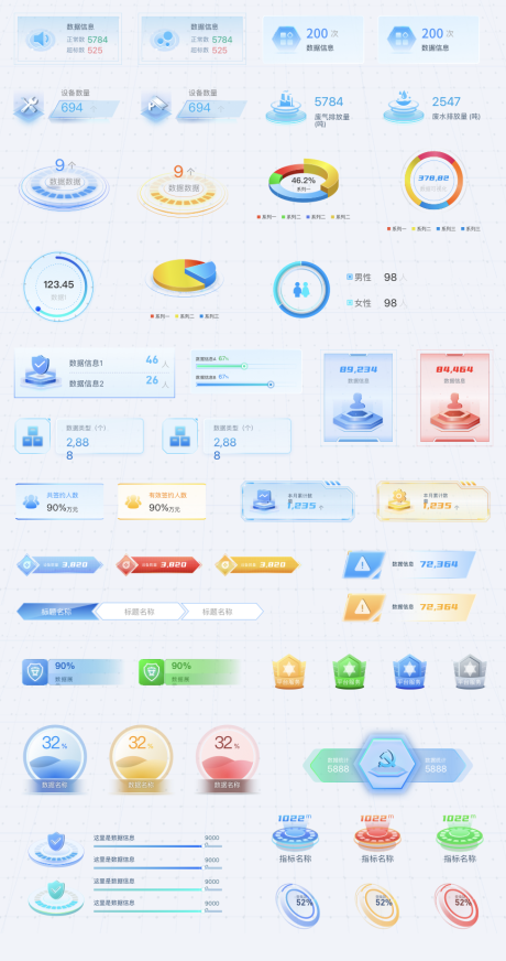 100+浅色可视化大屏组建