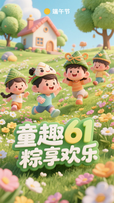 端午节儿童节卡通海报