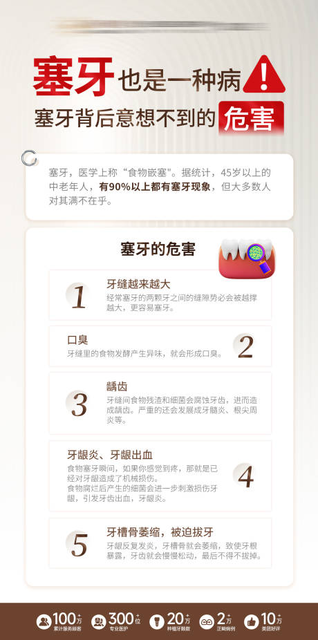 源文件下載【享設計】搜索編號：44880030832711999【塞牙的危害口腔科普海報】