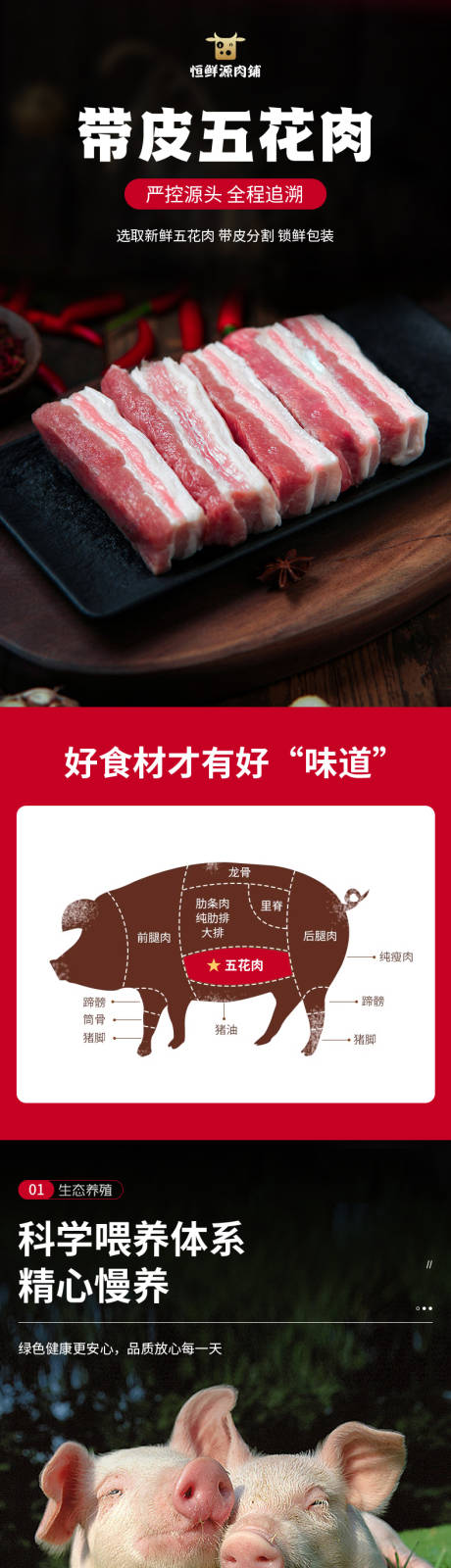 厚切五花肉食品美食猪肉牛肉羊肉