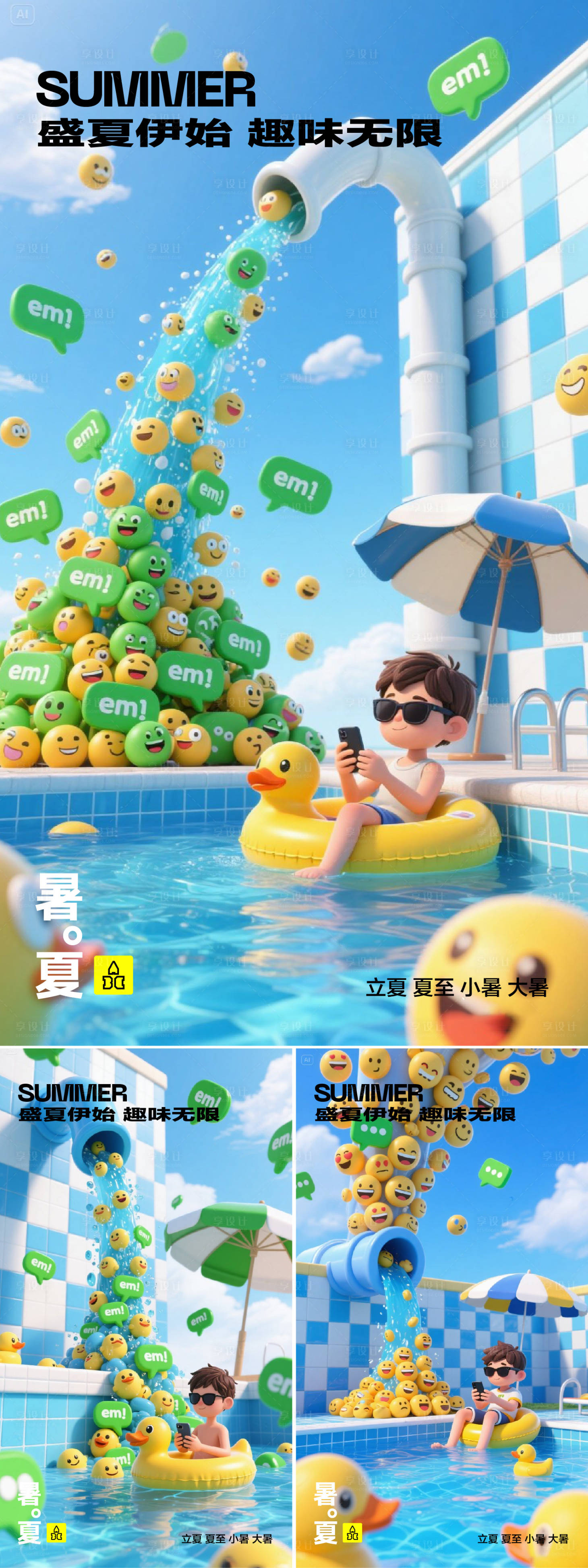 源文件下載【享設計】搜索編號：44460031045532814【夏日節氣創意系列海報】