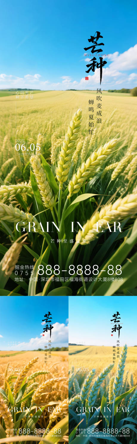 源文件下载【芒种节气系列海报】编号：92630031058432481