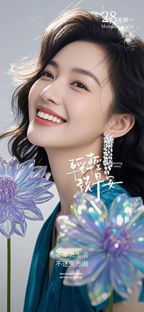 源文件下载【享设计】搜索编号：46410031009677589【年轻美女大气清新背景早安医美高级感】