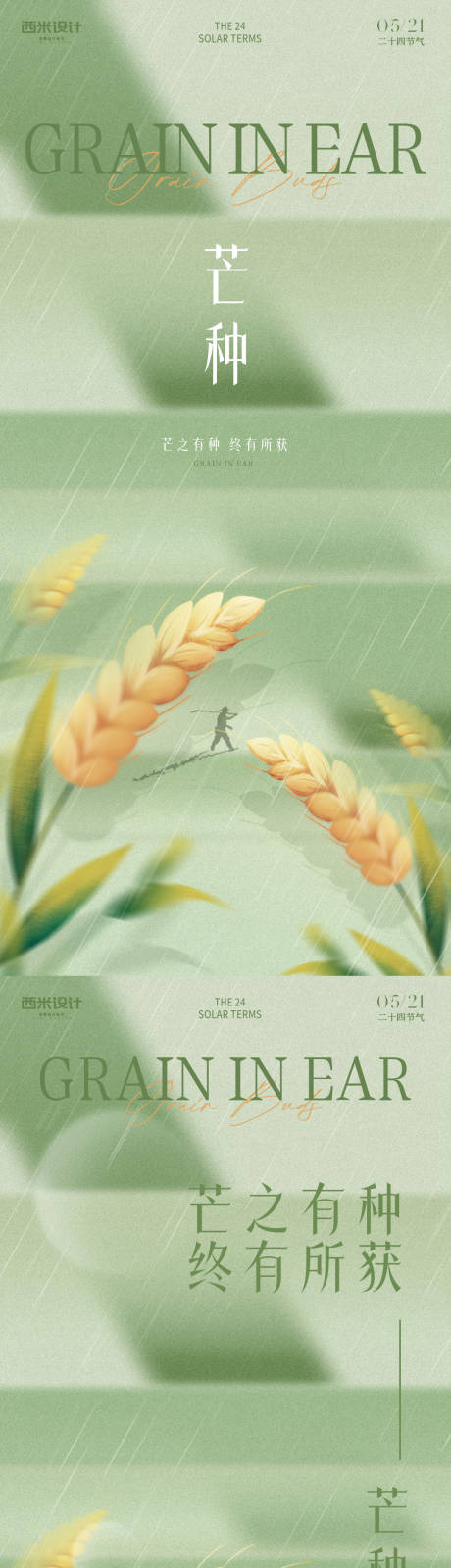 芒种绿色海报