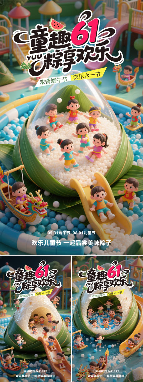 源文件下載【享設計】搜索編號：14300030878511286【兒童節端午節雙節海報】
