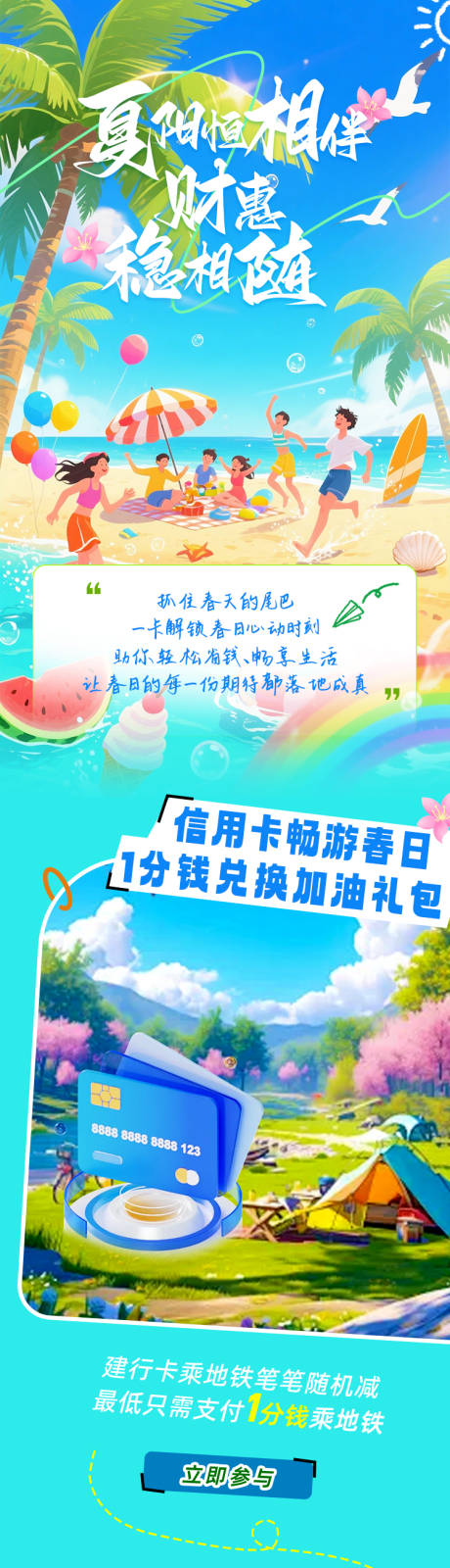 源文件下载【享设计】搜索编号：63230030785712094【信用卡出游活动海报长图】