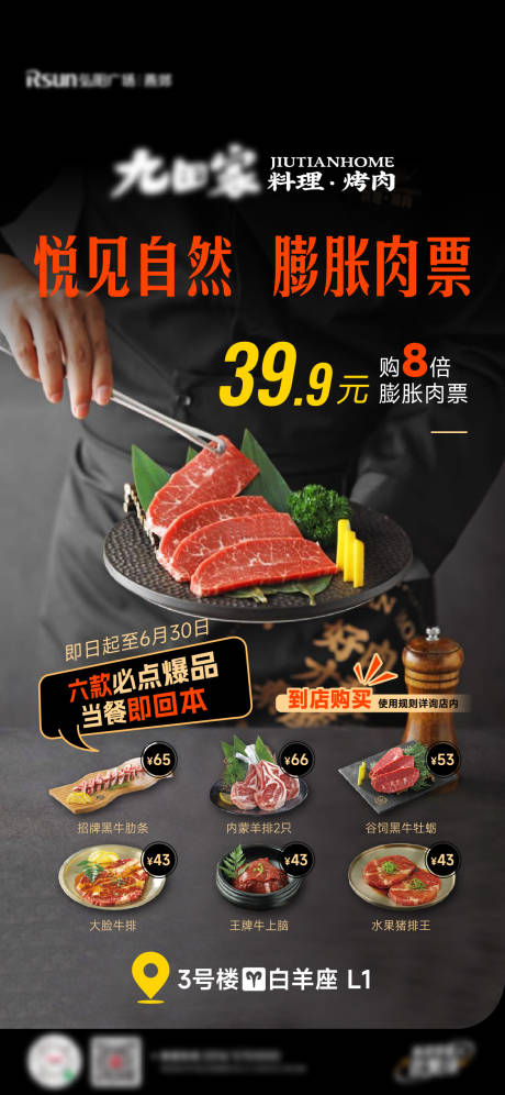 烤肉料理美食海报