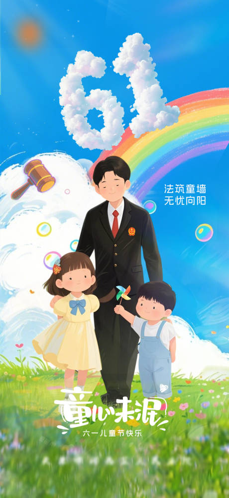 源文件下载【享设计】搜索编号：29510030989491513【司法61儿童节海报】
