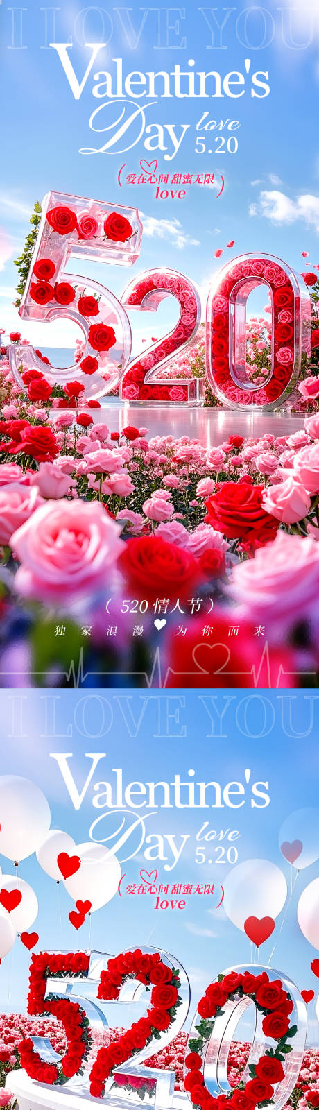 源文件下载【520情人节海报玫瑰蓝天】编号：18150030615947101