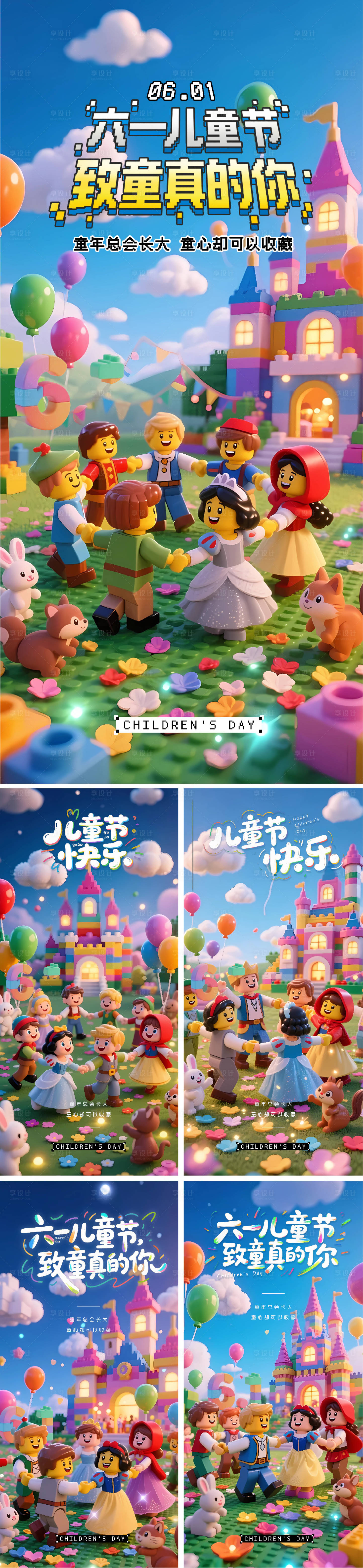 源文件下载【乐高梦幻童话风儿童节海报】编号：89130030599572874