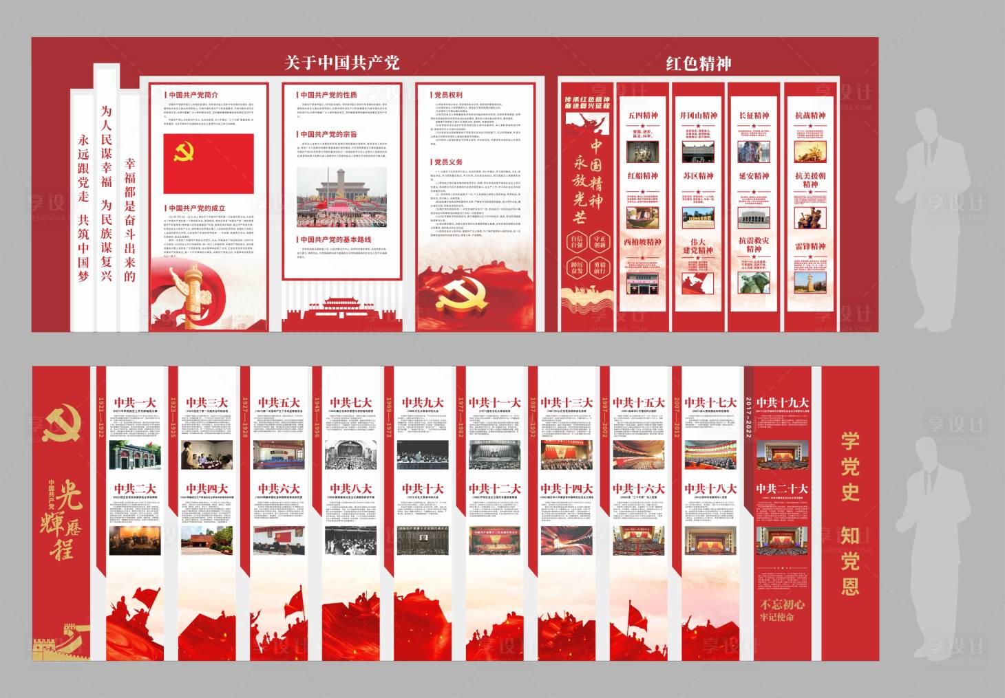 源文件下载【享设计】搜索编号：73740030632638363【社区党建发展历程文化墙】