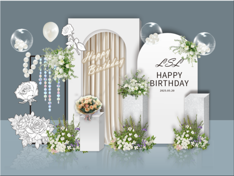 源文件下载【白色韩式ins生日布置】编号：61480030802583196