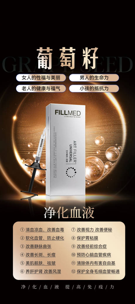 葡萄籽产品功效海报