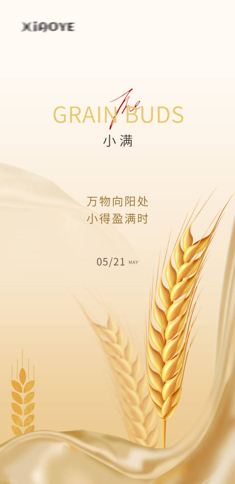源文件下载【金色小满节气海报】编号：15610030869661819