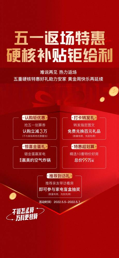 源文件下载【享设计】搜索编号：25840031033729567【地产五重礼热销宣传海报】