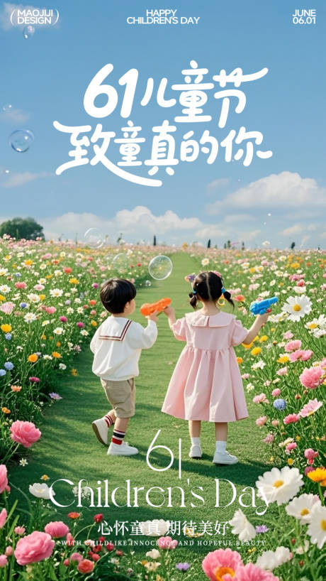 源文件下載【兒童節海報可愛小孩童真快樂玩耍小清新】編號：77190031065615294